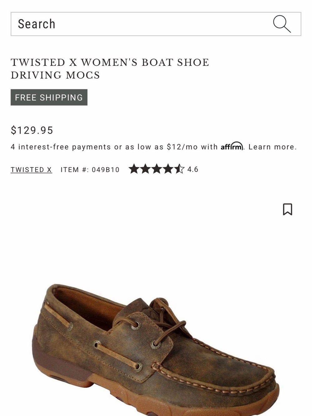 Twisted X Women's Brown Leather Boat Shoe Driving Moc